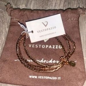 Rose Gold Elastic Bracelets Bead/Crystal Set of 3 - NWT​​​​​​​​​​​​​​